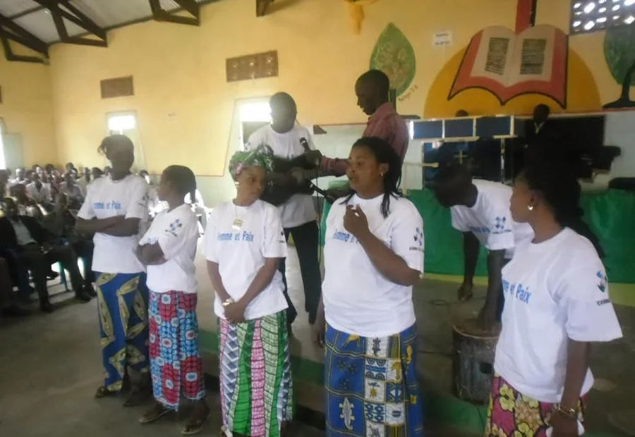 Children and community members receiving support